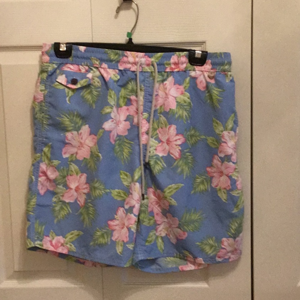 *EUC* Polo light blue tropical print swim shorts. Size XL.